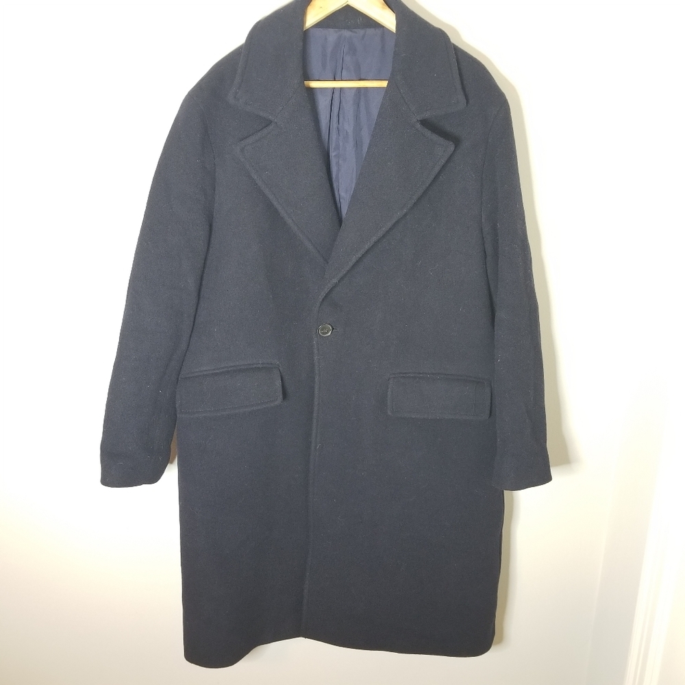 Zara Navy Blue Wool Blend Oversized Coat Overcoat Pea Coat M - Picture 7 of 7